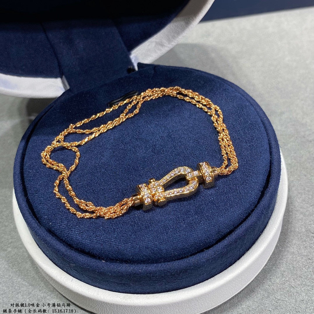 [✨ROSE✨]FORCE SMALL HORSESHOE  DIAMOND CHAIN ROPE BRACELET
