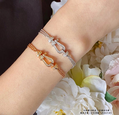 [✨ROSE✨]FORCE SMALL HORSESHOE  DIAMOND CHAIN ROPE BRACELET