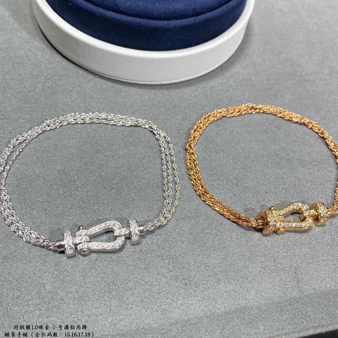 [✨ROSE✨]FORCE SMALL HORSESHOE  DIAMOND CHAIN ROPE BRACELET