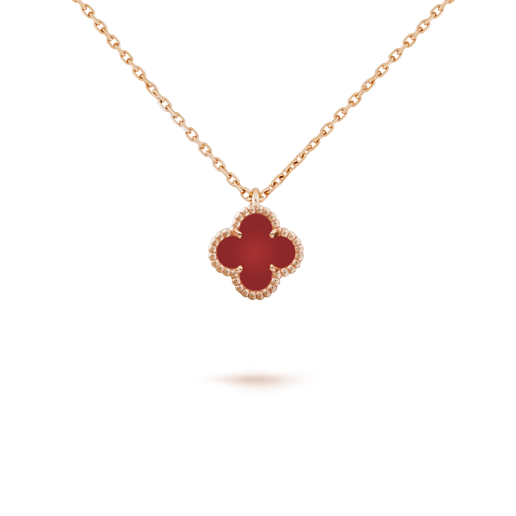 [✨ROSE✨]CLOVER MINI 9.5MM WHITE CARNELIANS NECKLACE