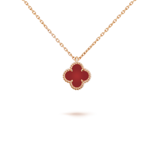[✨ROSE✨]CLOVER MINI 9.5MM WHITE CARNELIANS NECKLACE