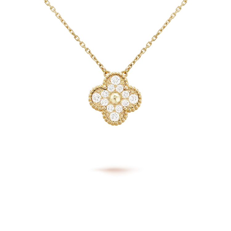 [✨ROSE✨]CLOVER 15MM DIAMOND SINGLE FLOWER NECKLACE