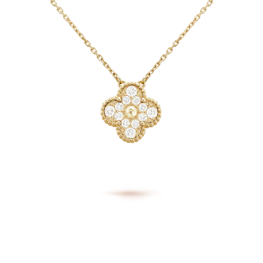 [✨ROSE✨]CLOVER 15MM DIAMOND SINGLE FLOWER NECKLACE
