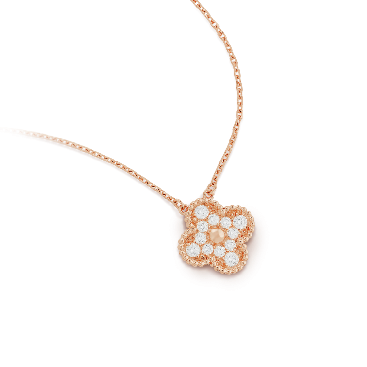 [✨ROSE✨]CLOVER 15MM DIAMOND SINGLE FLOWER NECKLACE