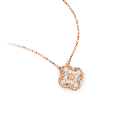 [✨ROSE✨]CLOVER 15MM DIAMOND SINGLE FLOWER NECKLACE