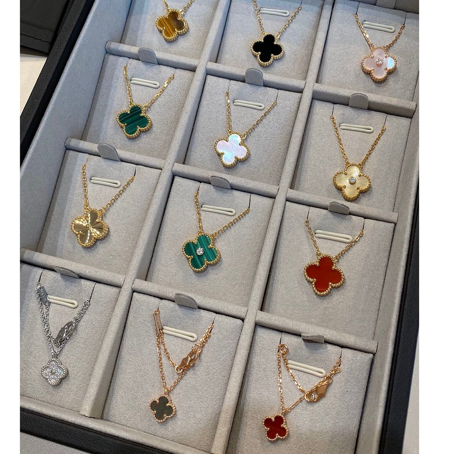 [✨ROSE✨]CLOVER 15MM DIAMOND SINGLE FLOWER NECKLACE
