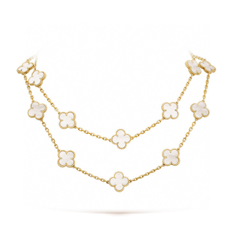 [✨ROSE✨]CLOVER 20 MOTIFS WHITE MOP NECKLACE