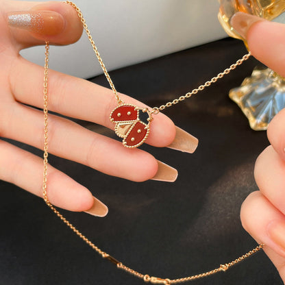 [✨ROSE✨]LUCKY  CARNELIANS LADYBUG NECKLACE