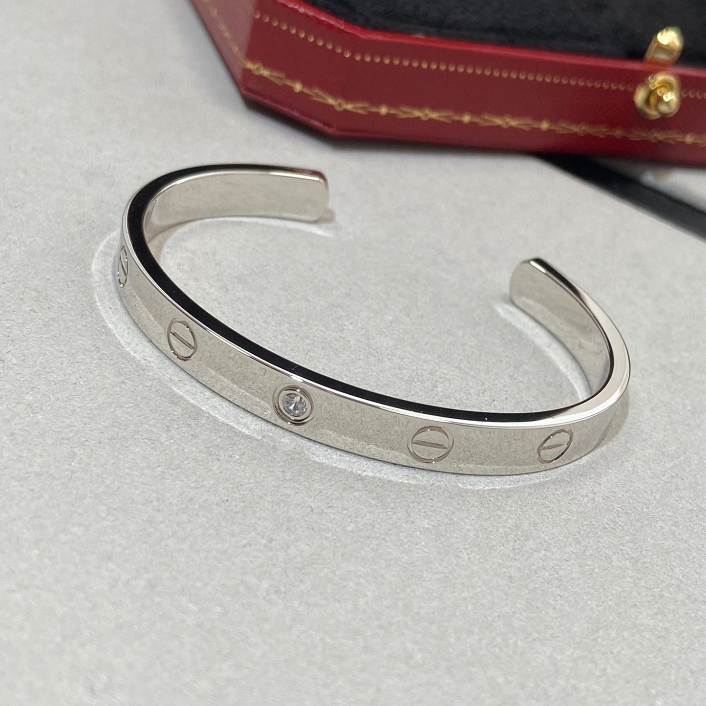 [✨ROSE✨]LOVE BRACELET 6.1MM 1 DIAMOND OPEN CUFF