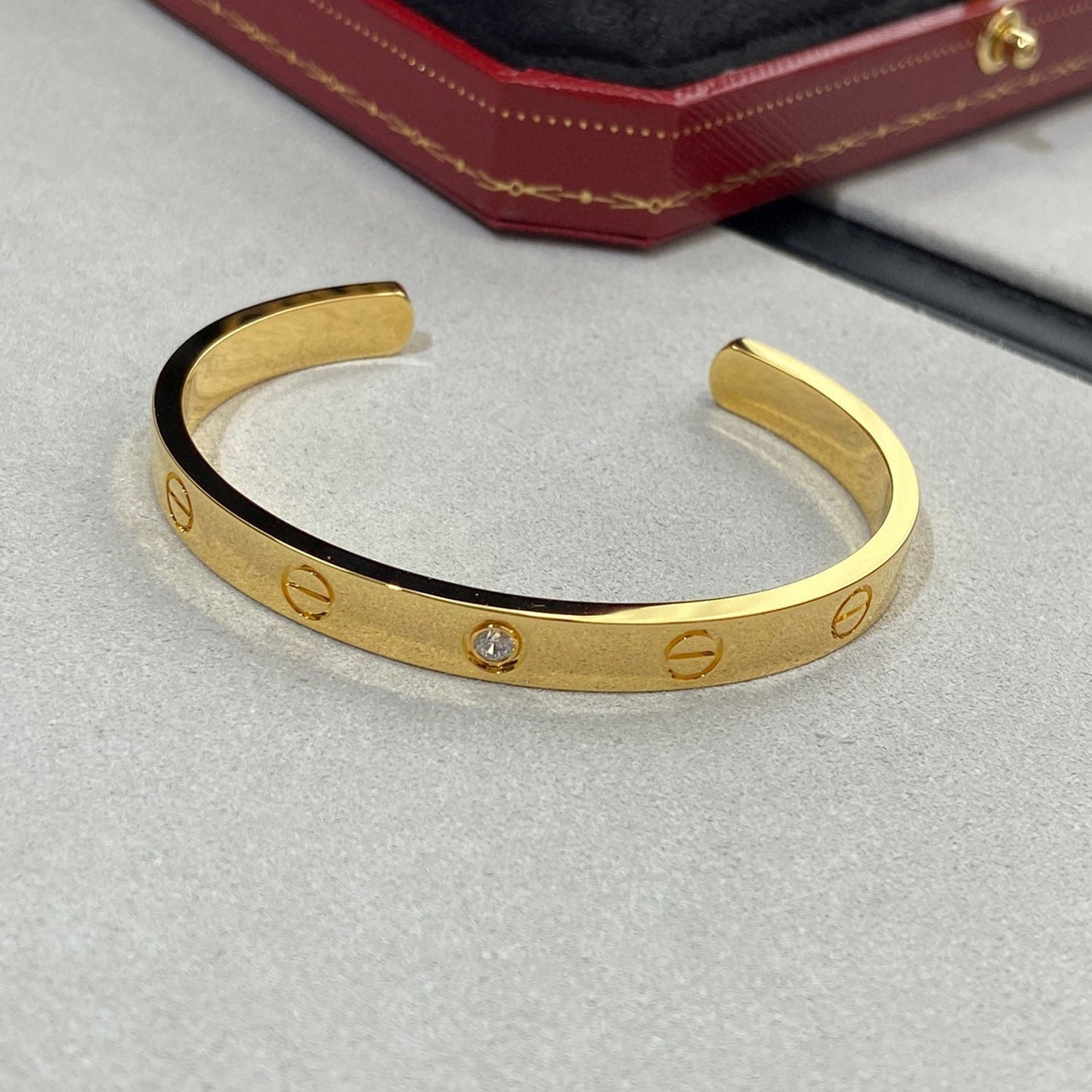 [✨ROSE✨]LOVE BRACELET 6.1MM 1 DIAMOND OPEN CUFF