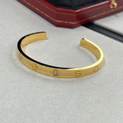 [✨ROSE✨]LOVE BRACELET 6.1MM 1 DIAMOND OPEN CUFF