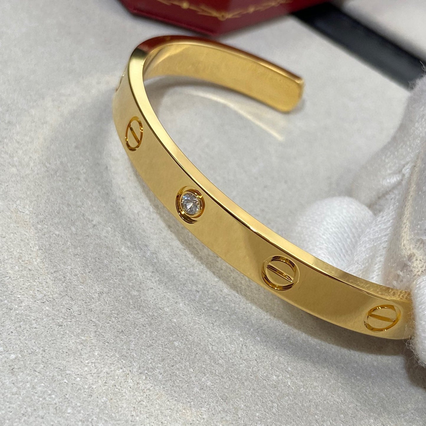[✨ROSE✨]LOVE BRACELET 6.1MM 1 DIAMOND OPEN CUFF