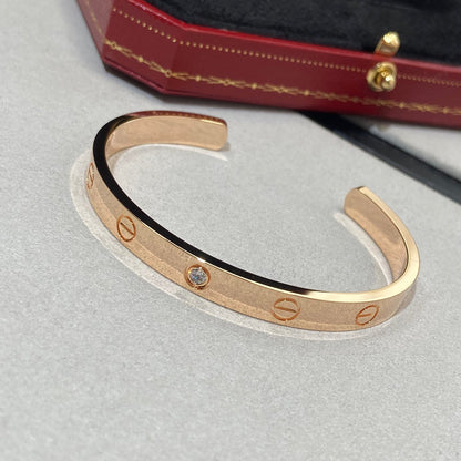 [✨ROSE✨]LOVE BRACELET 6.1MM 1 DIAMOND OPEN CUFF
