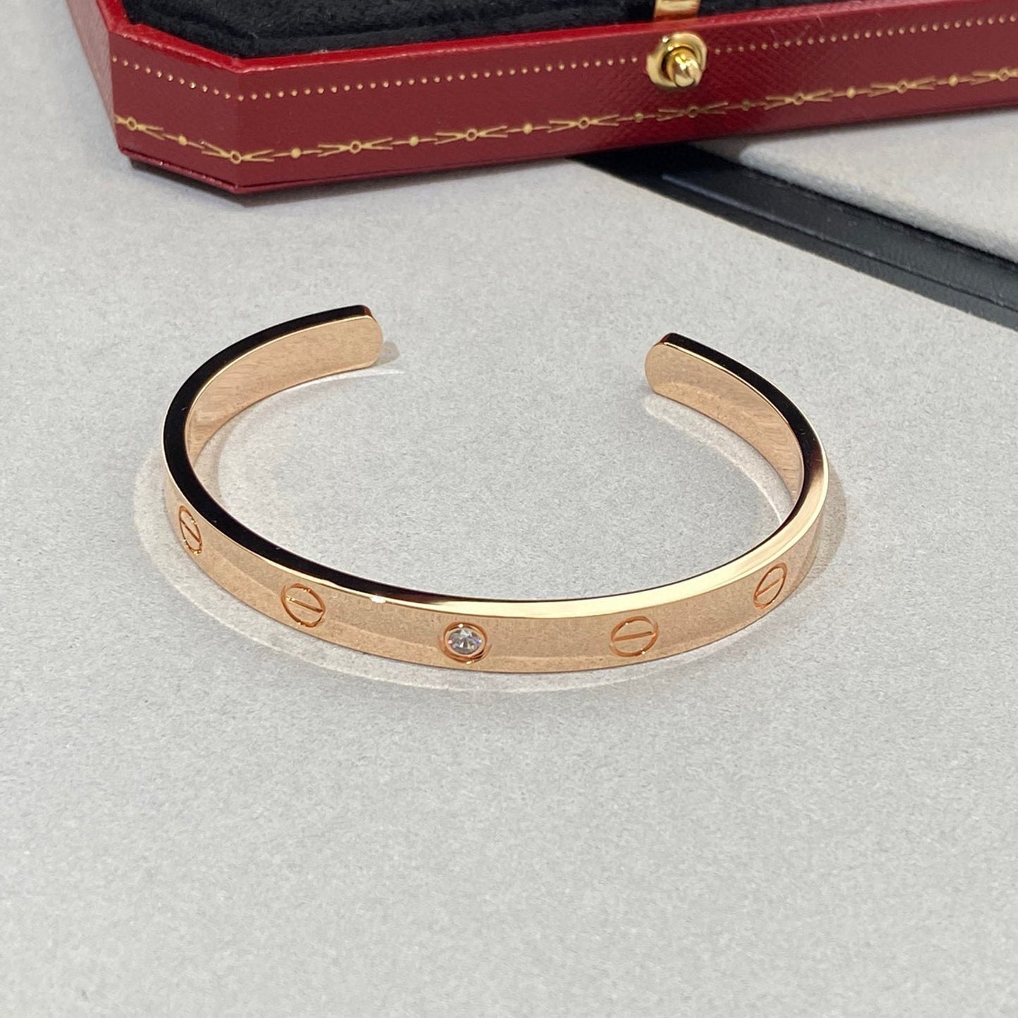[✨ROSE✨]LOVE BRACELET 6.1MM 1 DIAMOND OPEN CUFF