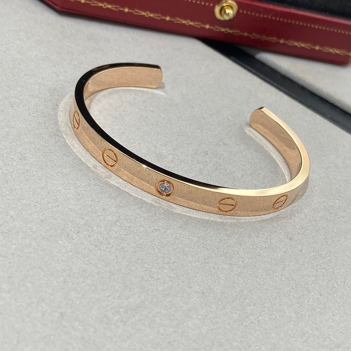 [✨ROSE✨]LOVE BRACELET 6.1MM 1 DIAMOND OPEN CUFF