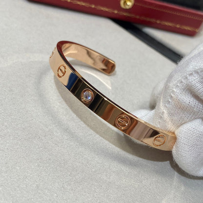 [✨ROSE✨]LOVE BRACELET 6.1MM 1 DIAMOND OPEN CUFF