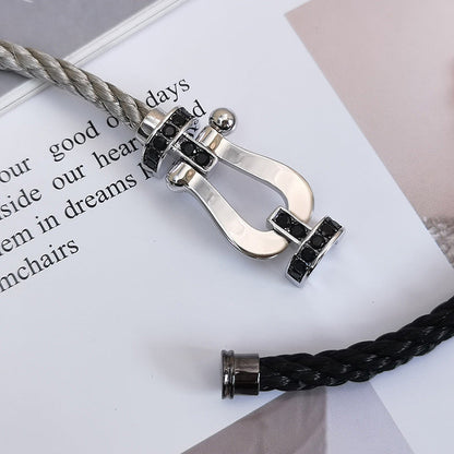 [✨ROSE✨]FORCE LARGE HORSESHOE BLACK DIAMOND BRACELET SILVER