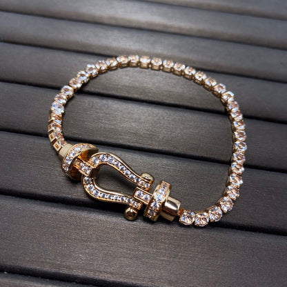 [✨ROSE✨]FORCE  LARGE HORSESHOE FULL DIAMOND TENNIS BRACELET