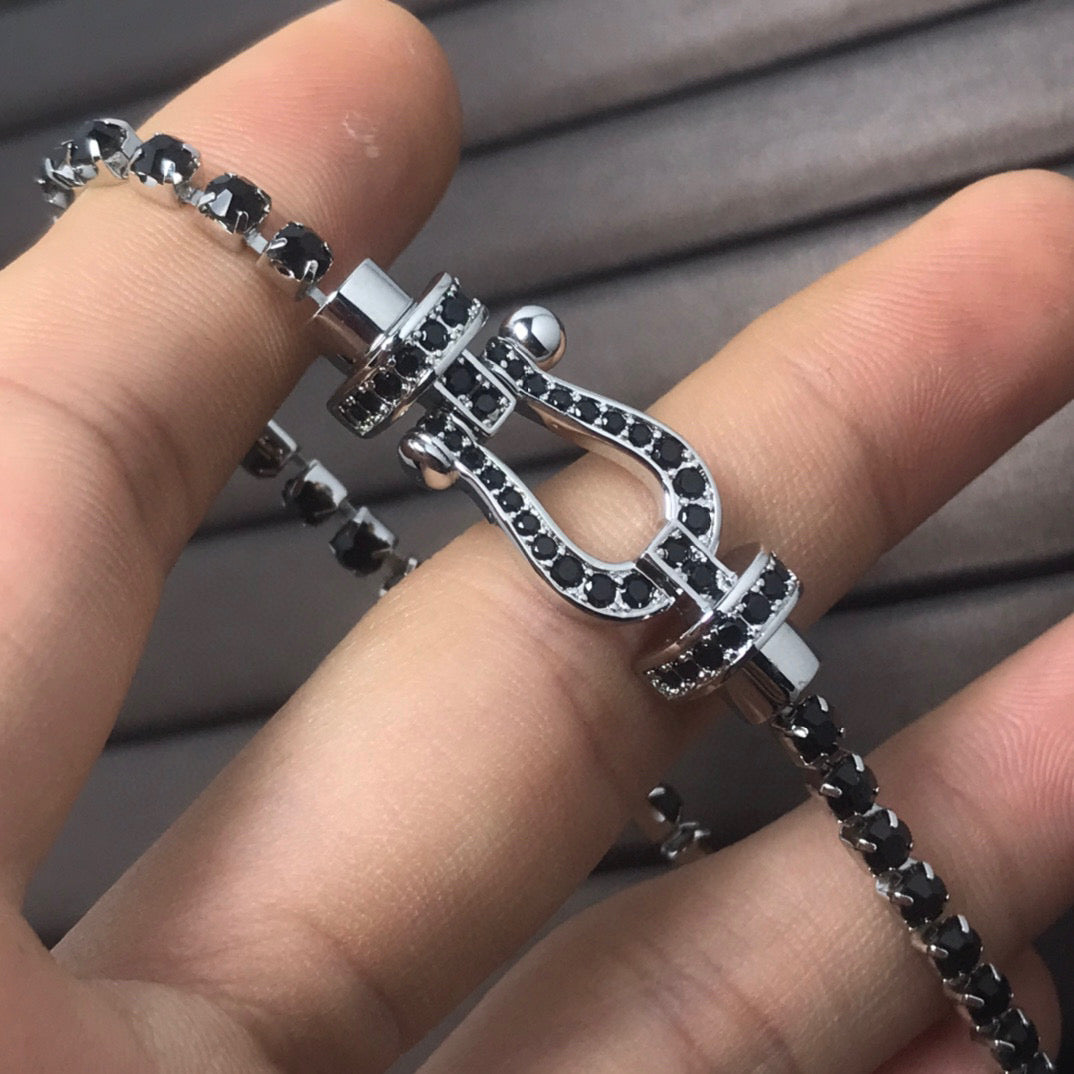 [✨ROSE✨]FORCE  LARGE HORSESHOE FULL DIAMOND TENNIS BRACELET