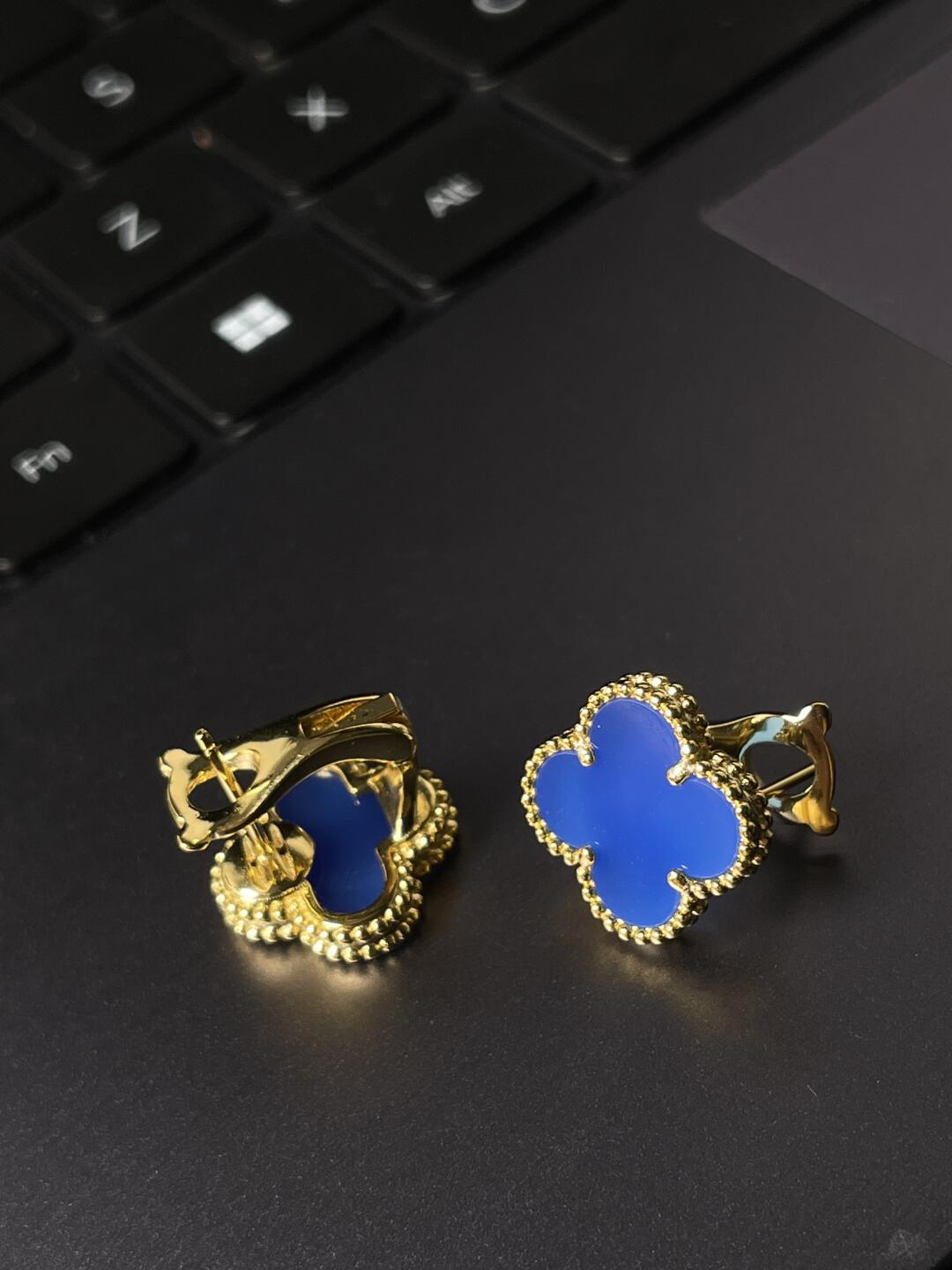 [Rose Jewelry] CLOVER LARGE (20mm) 1 MOTIFS BLUE MOP STUD EARRINGS