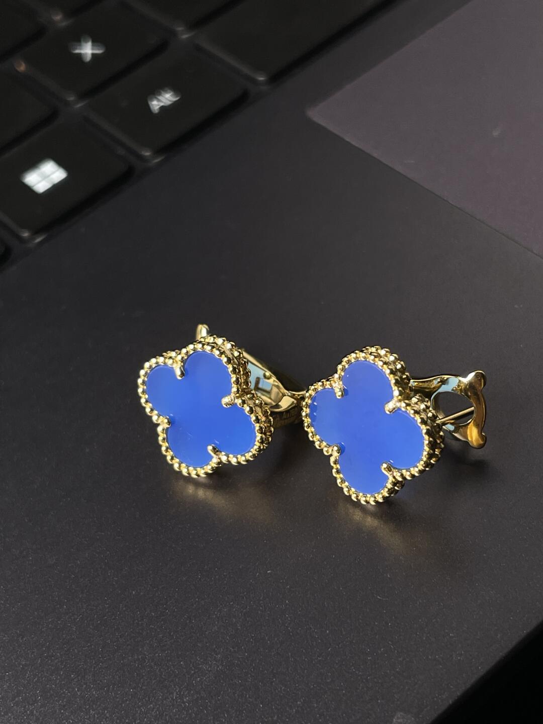 [Rose Jewelry] CLOVER LARGE (20mm) 1 MOTIFS BLUE MOP STUD EARRINGS