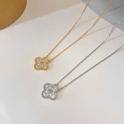 [✨ROSE✨]CLOVER 15MM DIAMOND SINGLE FLOWER NECKLACE