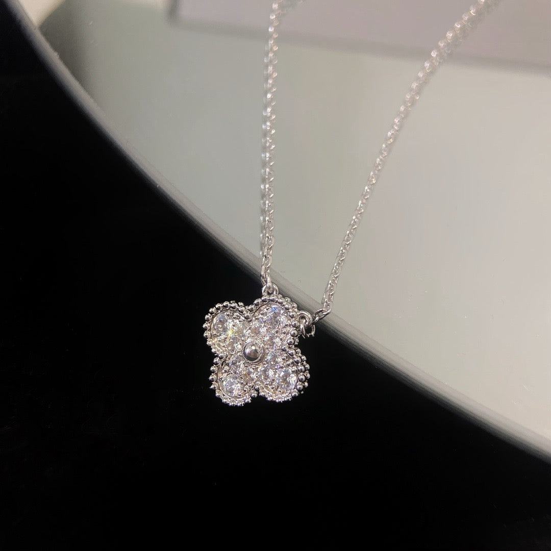 [✨ROSE✨]CLOVER 15MM DIAMOND SINGLE FLOWER NECKLACE