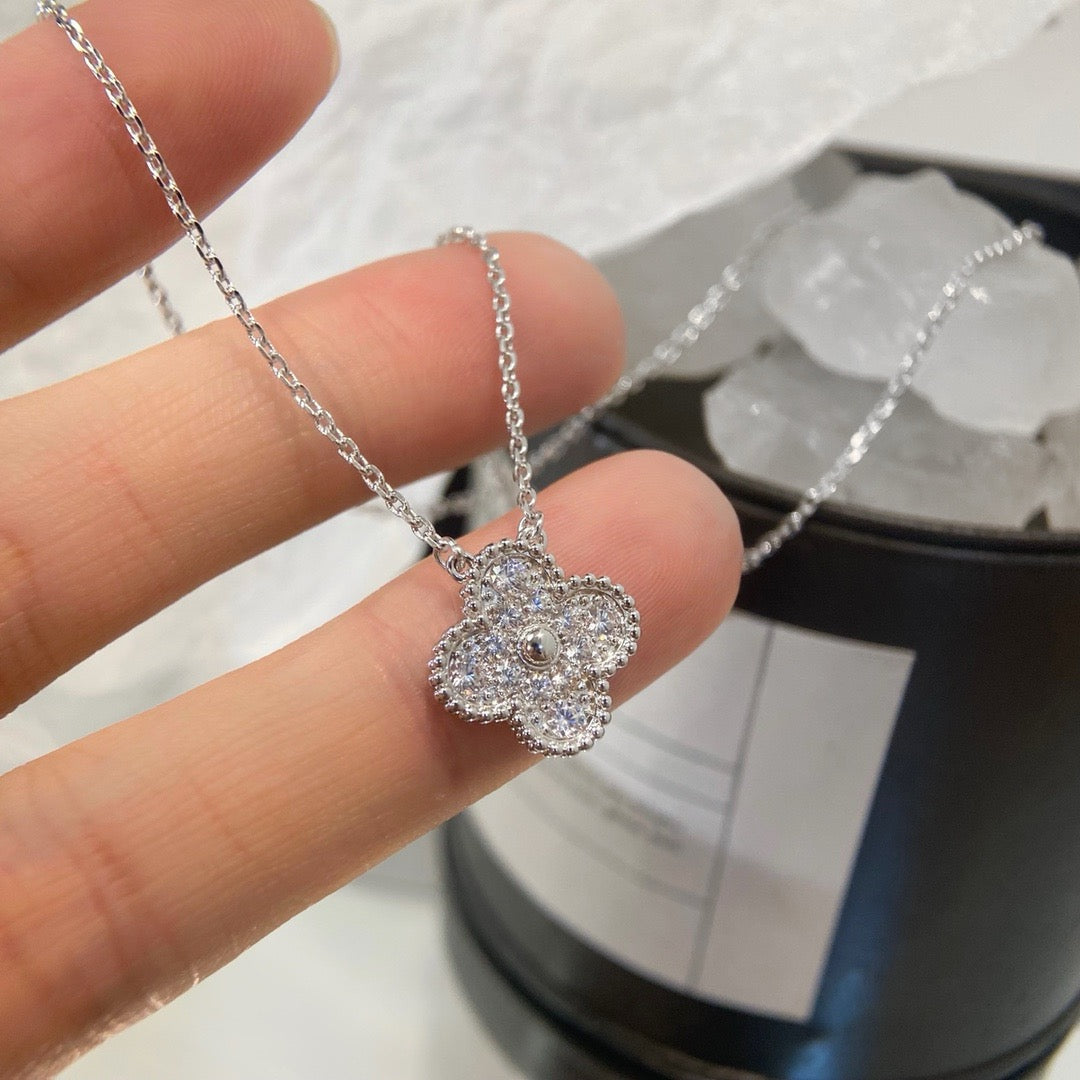 [✨ROSE✨]CLOVER 15MM DIAMOND SINGLE FLOWER NECKLACE