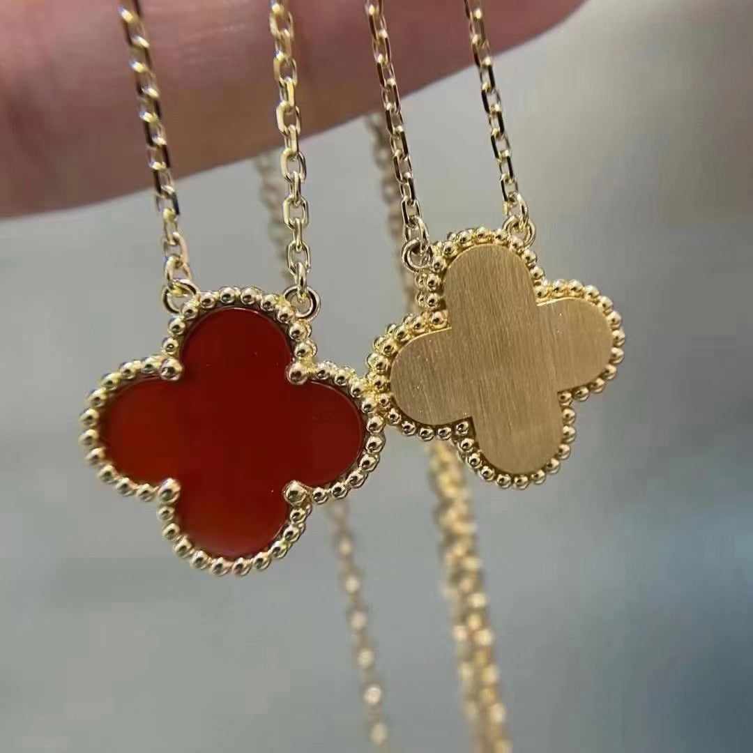 [✨ROSE✨]CLOVER 15MM CARNELIAN SINGLE FLOWER NECKLACE