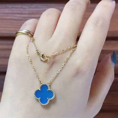 [✨ROSE✨]CLOVER 15MM BLUE AGATE NECKLACE