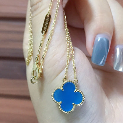[✨ROSE✨]CLOVER 15MM BLUE AGATE NECKLACE