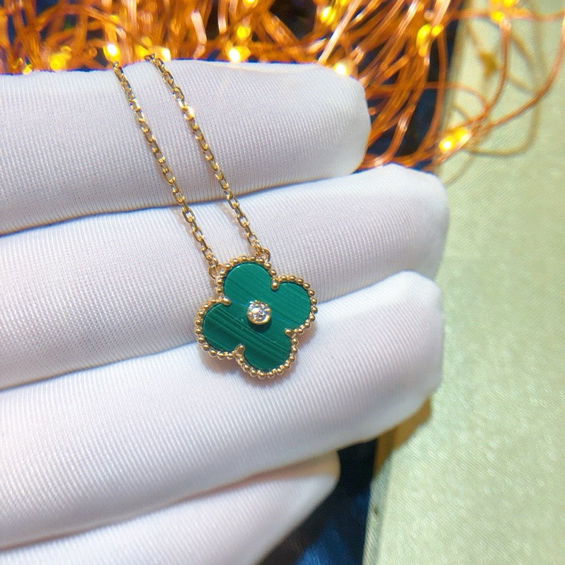 [✨ROSE✨]CLOVER 15MM DIAMOND TURQUOISE NECKLACE