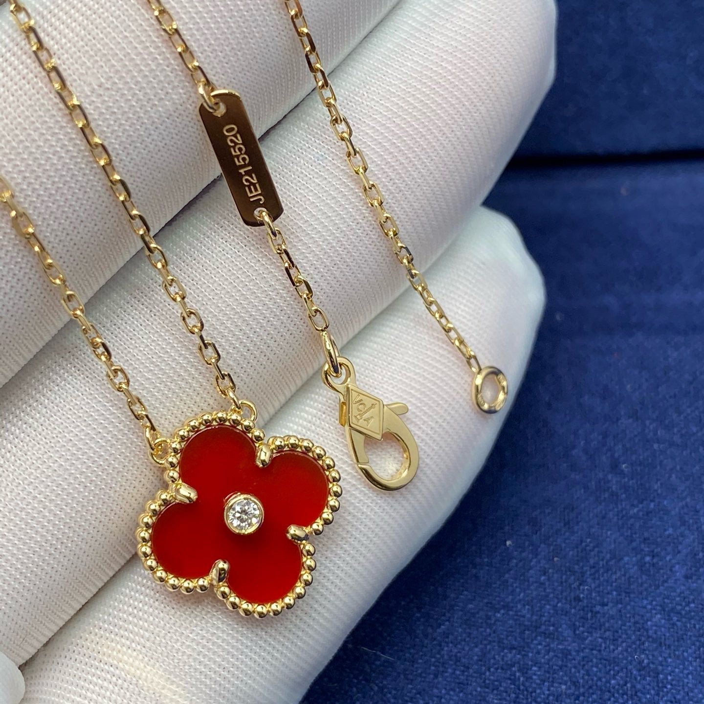 [✨ROSE✨]CLOVER 15MM DIAMOND CARNELIAN NECKLACE