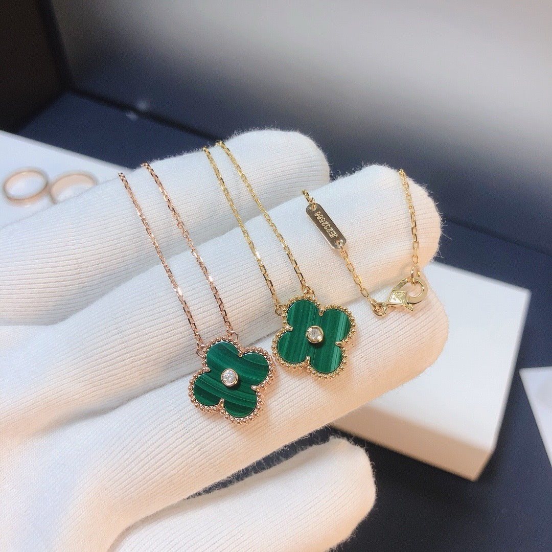 [✨ROSE✨]CLOVER 15MM DIAMOND TURQUOISE NECKLACE
