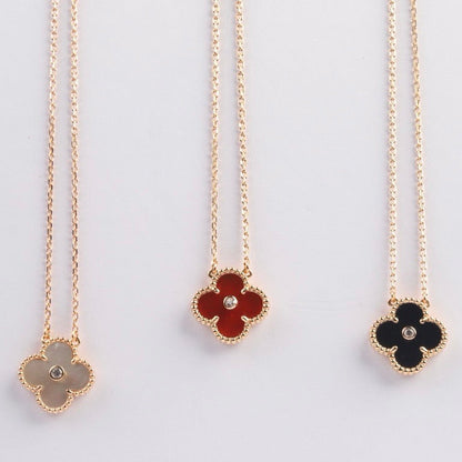 [✨ROSE✨]CLOVER 15MM DIAMOND CARNELIAN NECKLACE