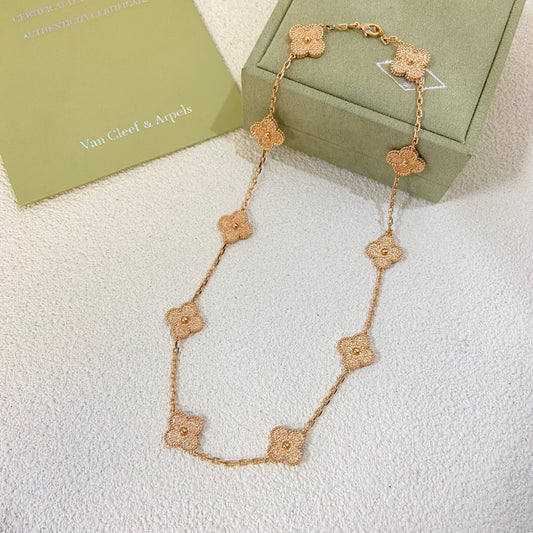 [✨ROSE✨]CLOVER 10 Flower Gold-Plated Necklace
