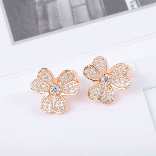 [✨ROSE✨]CLOVER COMOS DIAMOND EARRINGS PINK GOLD
