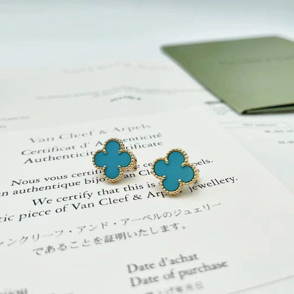 [Rose Jewelry] CLOVER LARGE 15MM 1 MOTIF TURQUOISE STUD EARRINGS