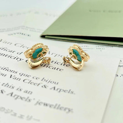 [Rose Jewelry] CLOVER LARGE 15MM 1 MOTIF TURQUOISE STUD EARRINGS