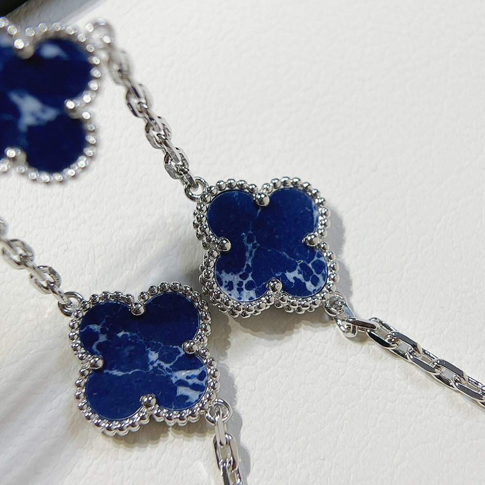 [✨ROSE✨]CLOVER 5 MOTIF PIETERSITE SILVER BRACELET