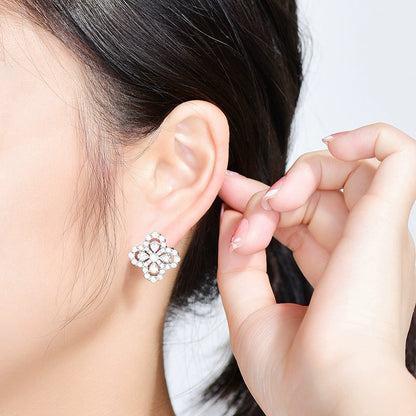 [✨ROSE✨]LOOP EARRINGS FULL MOTIF DIAMOND 16MM