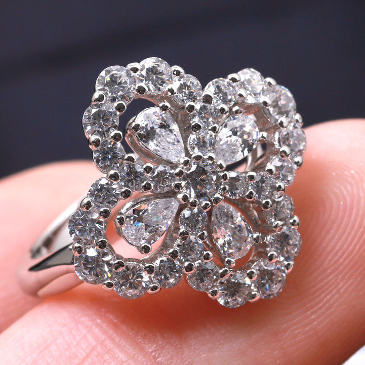 [✨ROSE✨]LOOP RING FULL MOTIF DIAMOND 16MM SILVE