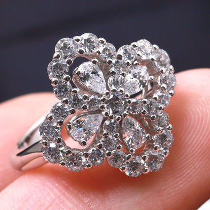 [✨ROSE✨]LOOP RING FULL MOTIF DIAMOND 16MM SILVE