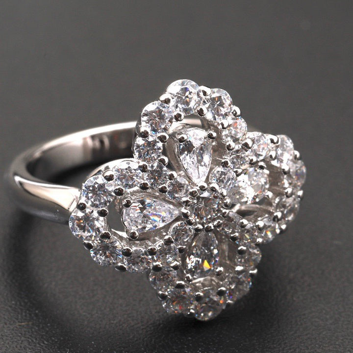 [✨ROSE✨]LOOP RING FULL MOTIF DIAMOND 16MM SILVE