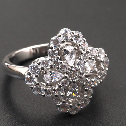 [✨ROSE✨]LOOP RING FULL MOTIF DIAMOND 16MM SILVE