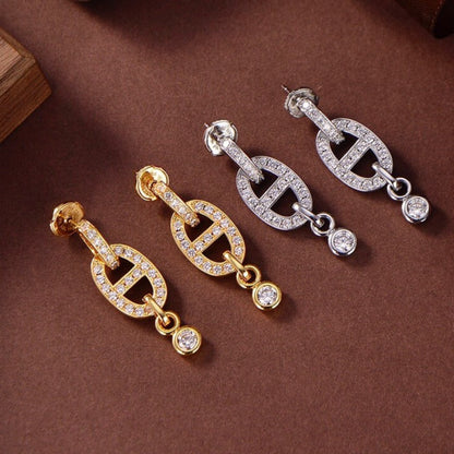 [✨ROSE✨]HM CHAINE DIAMOND EARRINGS