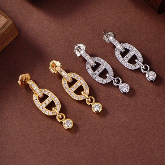 [✨ROSE✨]HM CHAINE DIAMOND EARRINGS