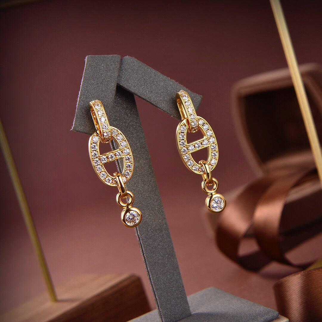 [✨ROSE✨]HM CHAINE DIAMOND EARRINGS