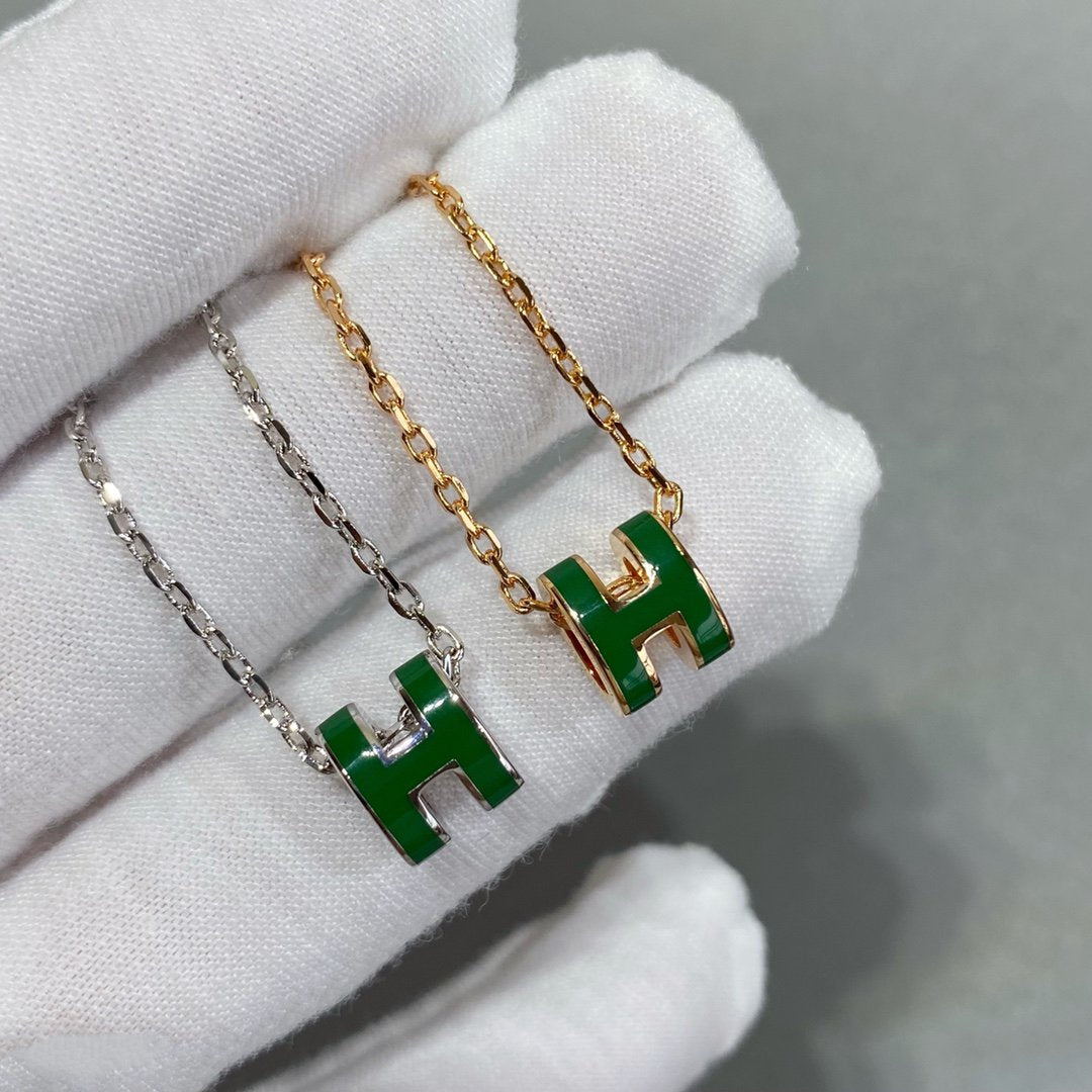 [✨ROSE✨]POP H GREEN NECKLACE SILVER AND GOLD