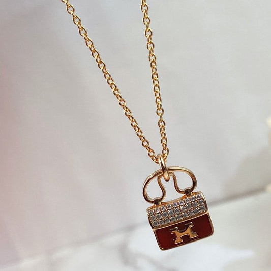 [✨ROSE✨]CONSTANCE RED PEDANT PINK GOLD NECKLACE
